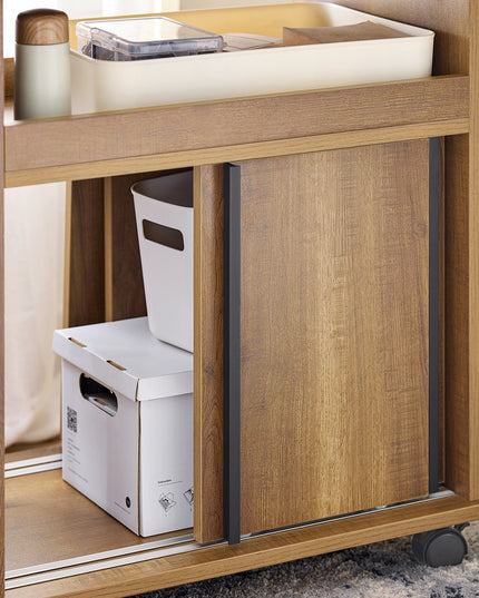 SoBuy Kavos staliukas ant ratukų su stalčiumi ir durelėmis Rudos spalvos FBT143-PF