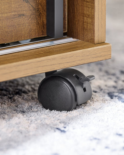 SoBuy Kavos staliukas ant ratukų su stalčiumi ir durelėmis Rudos spalvos FBT143-PF