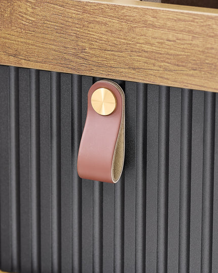 SoBuy Kavos staliukas ant ratukų su stalčiumi ir durelėmis Rudos spalvos FBT143-PF