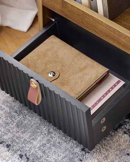 SoBuy Kavos staliukas ant ratukų su stalčiumi ir durelėmis Rudos spalvos FBT143-PF