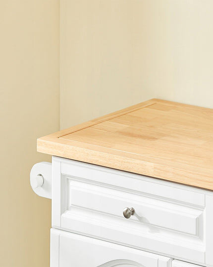 SoBuy Apatinė virtuvinė salos tipo spintelė su stalčiais ir spintelėmis, balta FKW100-WN