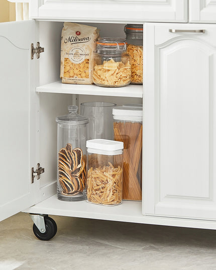 SoBuy Apatinė virtuvinė salos tipo spintelė su stalčiais ir spintelėmis, balta FKW100-WN