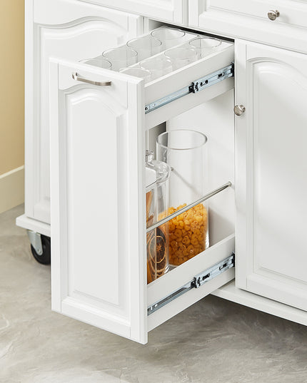 SoBuy Apatinė virtuvinė salos tipo spintelė su stalčiais ir spintelėmis, balta FKW100-WN