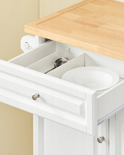 SoBuy Apatinė virtuvinė salos tipo spintelė su stalčiais ir spintelėmis, balta FKW100-WN