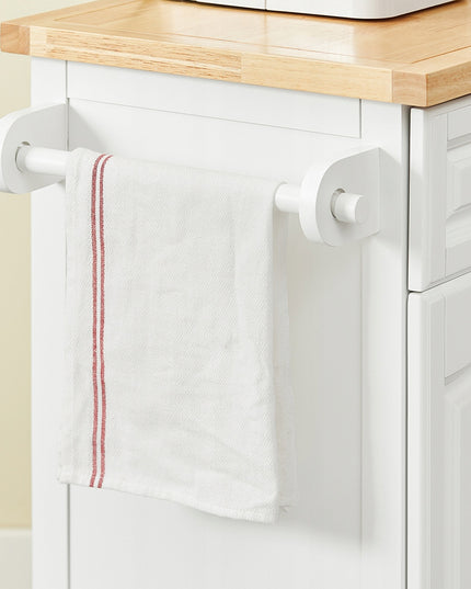 SoBuy Apatinė virtuvinė salos tipo spintelė su stalčiais ir spintelėmis, balta FKW100-WN