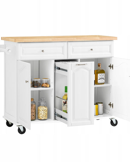 SoBuy Apatinė virtuvinė salos tipo spintelė su stalčiais ir spintelėmis, balta FKW100-WN