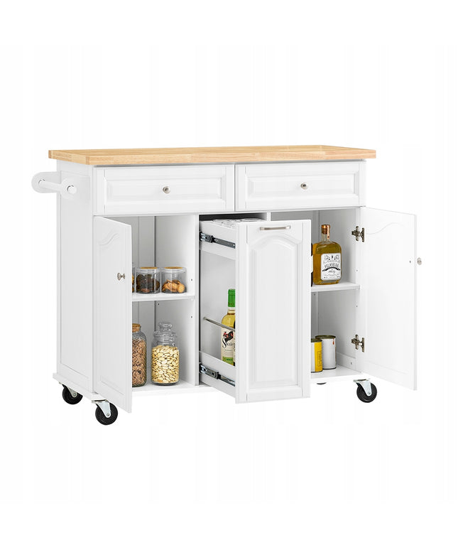 SoBuy Apatinė virtuvinė salos tipo spintelė su stalčiais ir spintelėmis, balta FKW100-WN