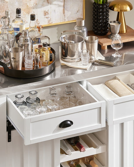 SoBuy Virtuvinė spintelė su stumdomomis durimis ir vyno lentyna FKW94-W