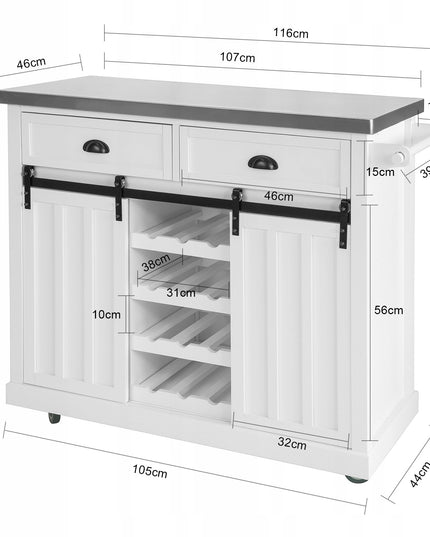 SoBuy Virtuvinė spintelė su stumdomomis durimis ir vyno lentyna FKW94-W