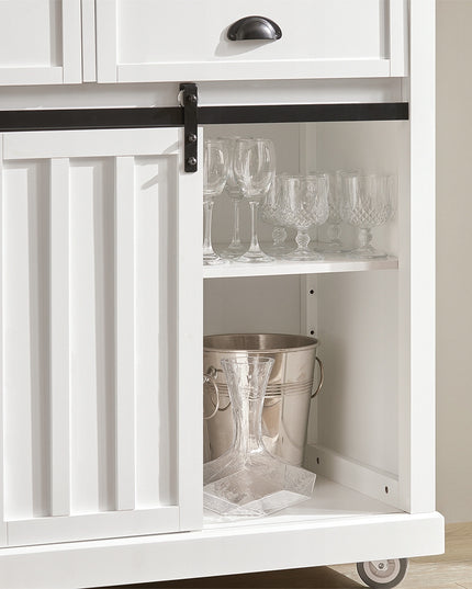 SoBuy Virtuvinė spintelė su stumdomomis durimis ir vyno lentyna FKW94-W