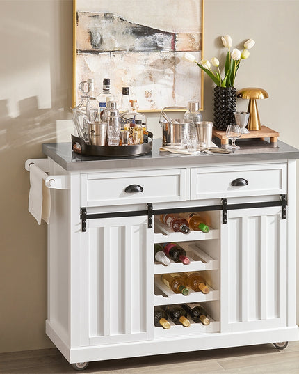 SoBuy Virtuvinė spintelė su stumdomomis durimis ir vyno lentyna FKW94-W