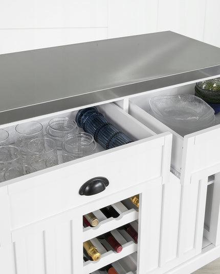 SoBuy Virtuvinė spintelė su stumdomomis durimis ir vyno lentyna FKW94-W