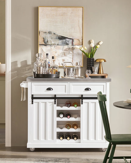 SoBuy Virtuvinė spintelė su stumdomomis durimis ir vyno lentyna FKW94-W