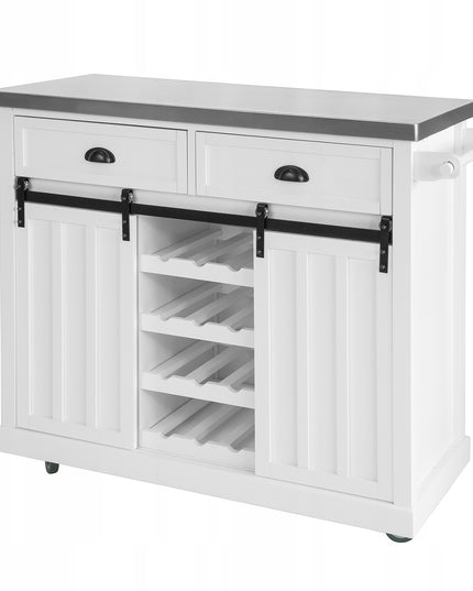 SoBuy Virtuvinė spintelė su stumdomomis durimis ir vyno lentyna FKW94-W