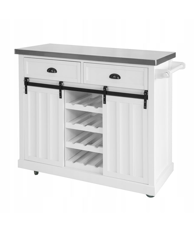 SoBuy Virtuvinė spintelė su stumdomomis durimis ir vyno lentyna FKW94-W