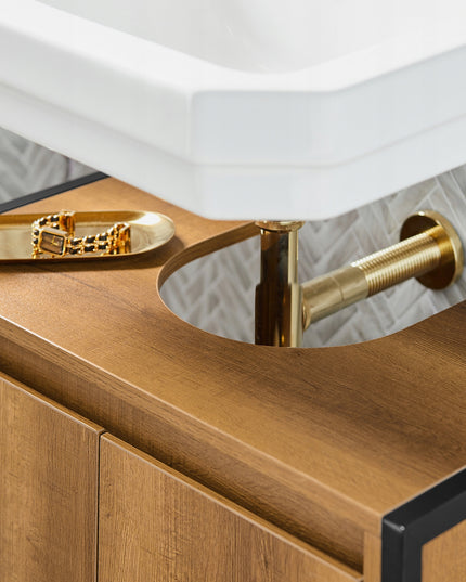 SoBuy Vonios spintelė po praustuvu, su lentynomis už durų BZR63-PF