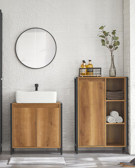 SoBuy Vonios spintelė po praustuvu, su lentynomis už durų BZR63-PF