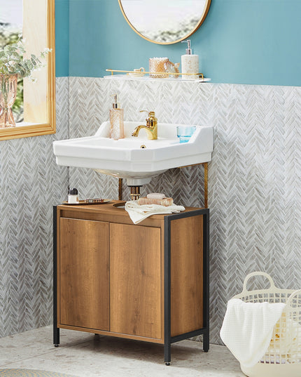 SoBuy Vonios spintelė po praustuvu, su lentynomis už durų BZR63-PF