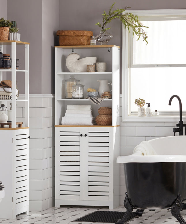 SoBuy Aukšta vonios spintelė kolona su lentynomis virtuvės baldas BZR44-W