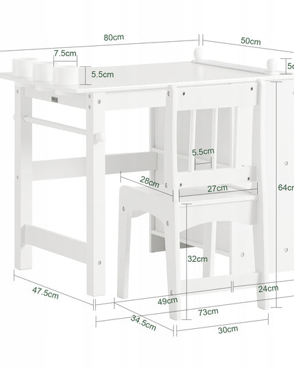SoBuy Rinkinys Stalas ir Kėdė Piešimui, Lentyna, Rašomasis Stalas, Vaikams KMB60-W