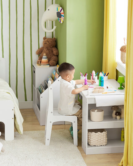 SoBuy Rinkinys Stalas ir Kėdė Piešimui, Lentyna, Rašomasis Stalas, Vaikams KMB60-W