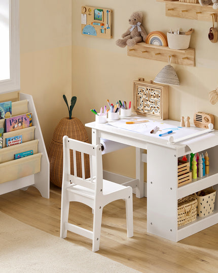SoBuy Rinkinys Stalas ir Kėdė Piešimui, Lentyna, Rašomasis Stalas, Vaikams KMB60-W