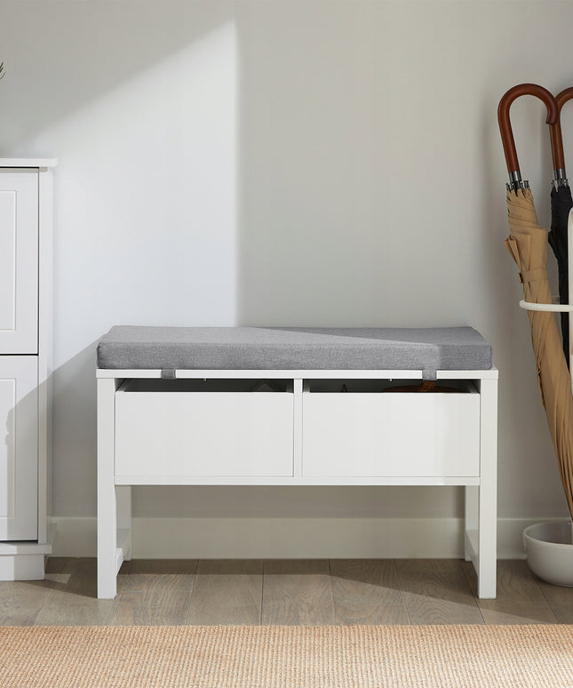 Sobuy Batų suoliukas-spintelė su sėdimąja dalimi, 2 stalčiai, prieškambariui FSR88-W