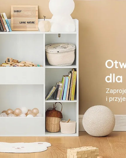 SoBuy vaikiška knygų ir žaislų lentyna, pastatoma, balta, KMB55-W