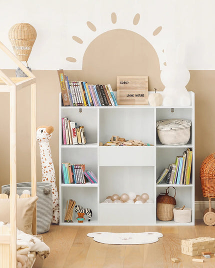 SoBuy vaikiška knygų ir žaislų lentyna, pastatoma, balta, KMB55-W