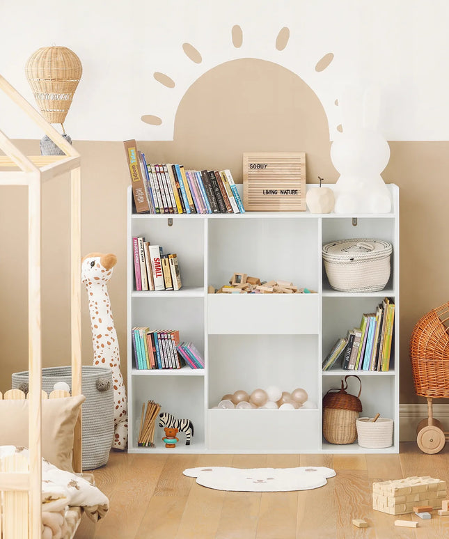 SoBuy vaikiška knygų ir žaislų lentyna, pastatoma, balta, KMB55-W