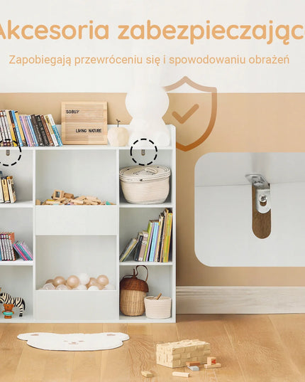 SoBuy vaikiška knygų ir žaislų lentyna, pastatoma, balta, KMB55-W