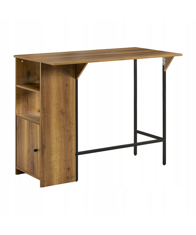 Sobuy Virtuvinis baro stalas ąžuolinis su lentyna ir spintele, lofto stiliaus valgomajam FWT98-PF