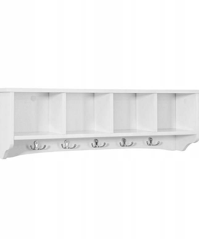 Sobuy Sieninė spintelė Lentyna su 5 kabliukais Sandėliukas virtuvei prieškambariui FRG48-L-W