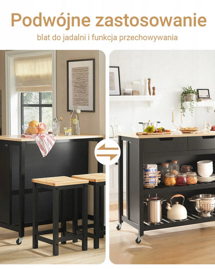 SoBuy virtuvės sala, baro spintelė su lentynomis ir stalčiais FKW74-SCH