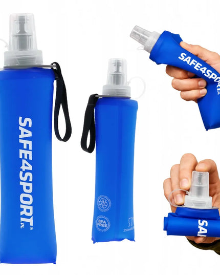Safe4sport Soft Flask 250 ml – sulankstomas minkštas bėgimo buteliukas su rankena, mėlynas