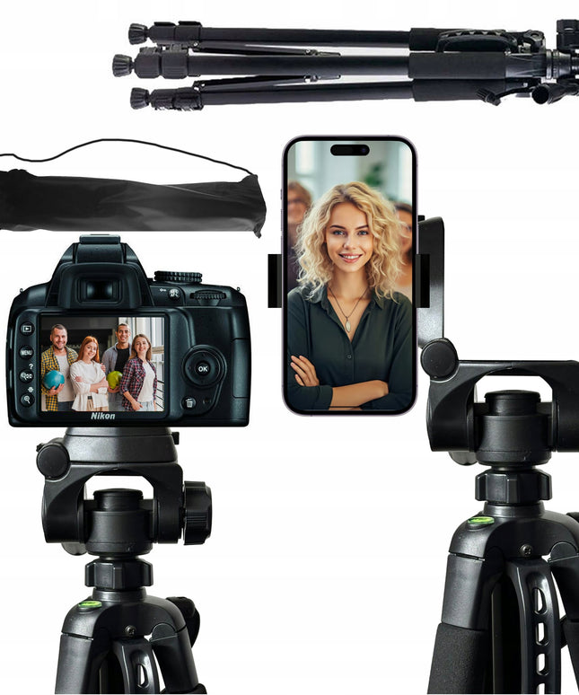 Tvirtas trikojis stovas telefonui, fotoaparatui, kamerai 170cm aukščio