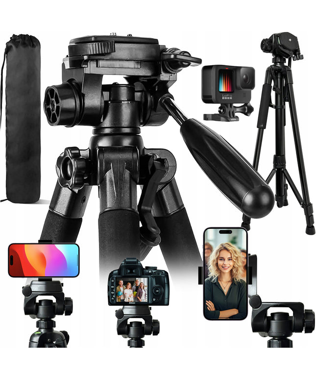 Tvirtas trikojis stovas telefonui, fotoaparatui, kamerai 170cm aukščio