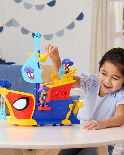 Hasbro „Spidey“ Marvel piratų laivas su muilo burbulais, „Disney Jr.“ žaislas