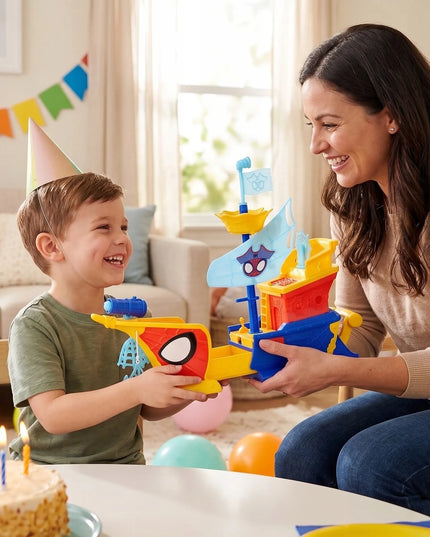 Hasbro „Spidey“ Marvel piratų laivas su muilo burbulais, „Disney Jr.“ žaislas