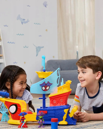 Hasbro „Spidey“ Marvel piratų laivas su muilo burbulais, „Disney Jr.“ žaislas