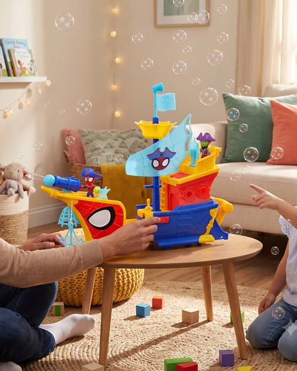 Hasbro „Spidey“ Marvel piratų laivas su muilo burbulais, „Disney Jr.“ žaislas