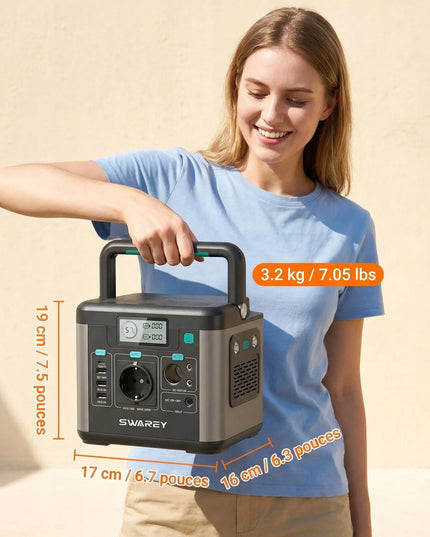 Swarey S160 Max nešiojamoji elektros stotelė, 333 Wh, 350 W (iki 700 W), skirta įkrauti saulės energija