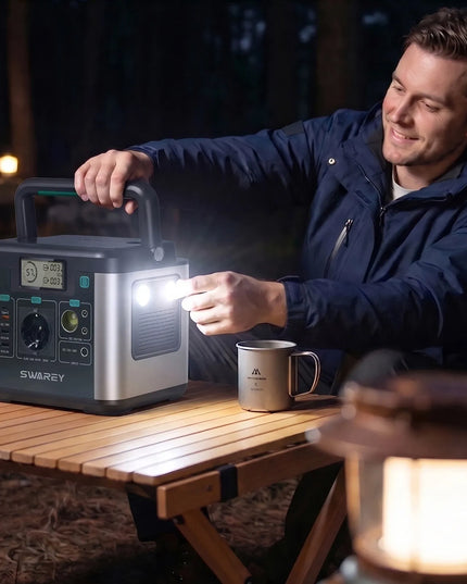 Swarey S160 Max nešiojamoji elektros stotelė, 333 Wh, 350 W (iki 700 W), skirta įkrauti saulės energija