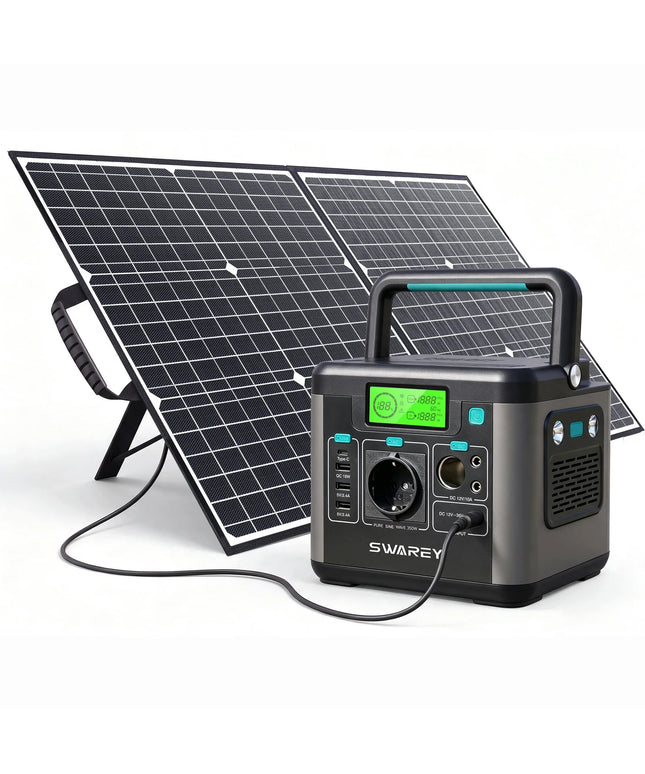 Swarey S160 Max nešiojamoji elektros stotelė, 333 Wh, 350 W (iki 700 W), skirta įkrauti saulės energija