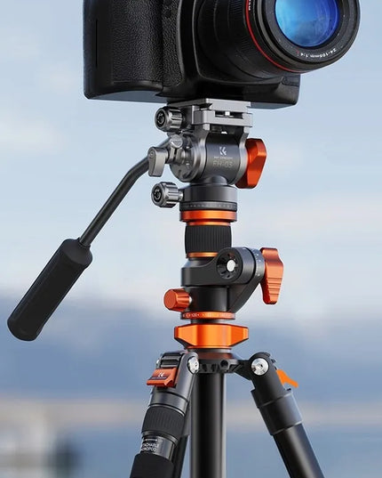 Fotografinis trikojis-monopodas vaizdo įrašams, 240 cm, K&F T254A7 + skysčio galvutė FH-03