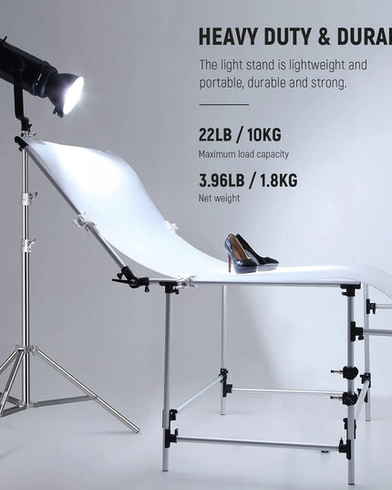 Neewer 220 cm apšvietimo stovas iš nerūdijančiojo plieno, „Heavy Duty“, iki 10 kg