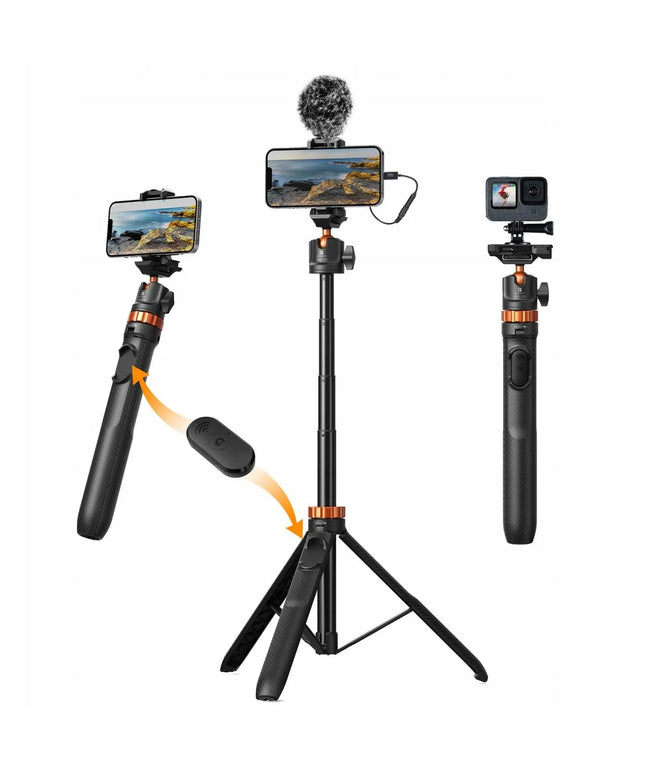 K&F Concept trikojis ir asmenukių lazda telefonui bei kamerai, skirta DJI, GoPro ir Pilot