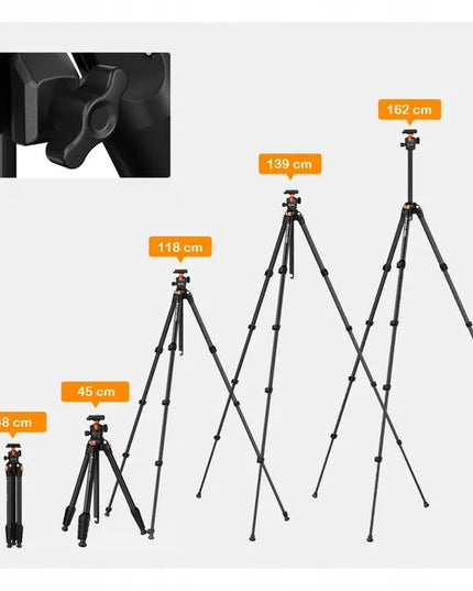 162 cm fotografijos trikojis K&F Concept KF09.161 su telefono laikikliu