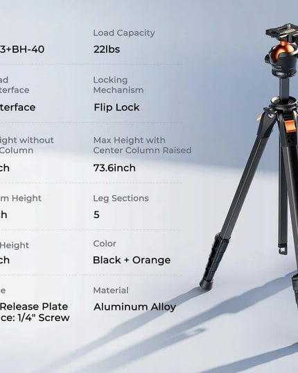 Fotografinis trikojis K&F KF09.171, 360° galvutė, Arca Swiss, iki 8 kg