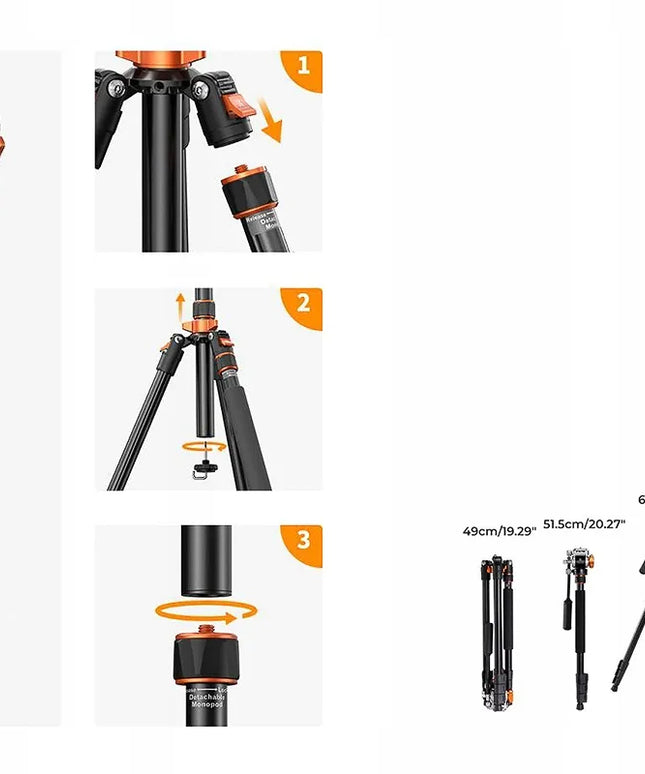 Foto ir vaizdo įrašų trikojis K&F Concept K234A7 su skysčine galvute FH-03